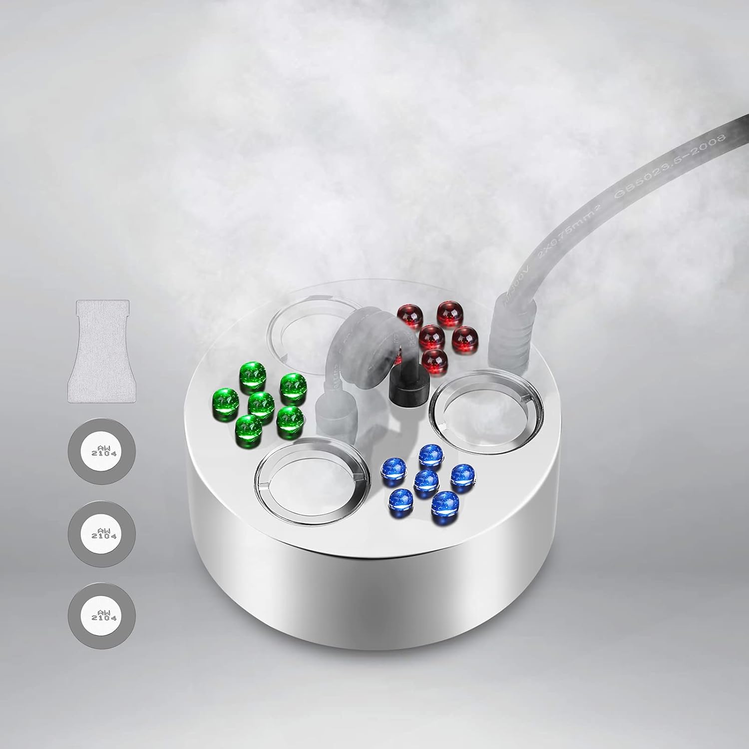 FITNATE Three-Head Metal Mist Maker, Larger Fogger with 18 LED Light Fogger Machine 1500ML/H Atomizer for Hollowen, Pond, Garden, Rockery/with Replace Tools : Home & Kitchen