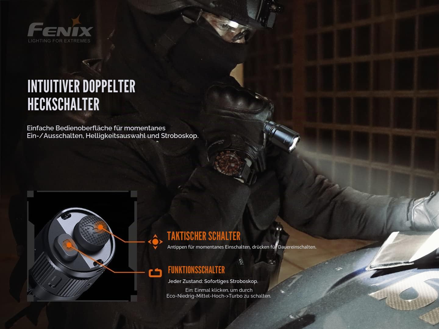 Fenix TK20R v2.0, 3000 Lumen, 21700 Powered, USB-C wiederaufladbar, APF Taschenlampe, Schwarz