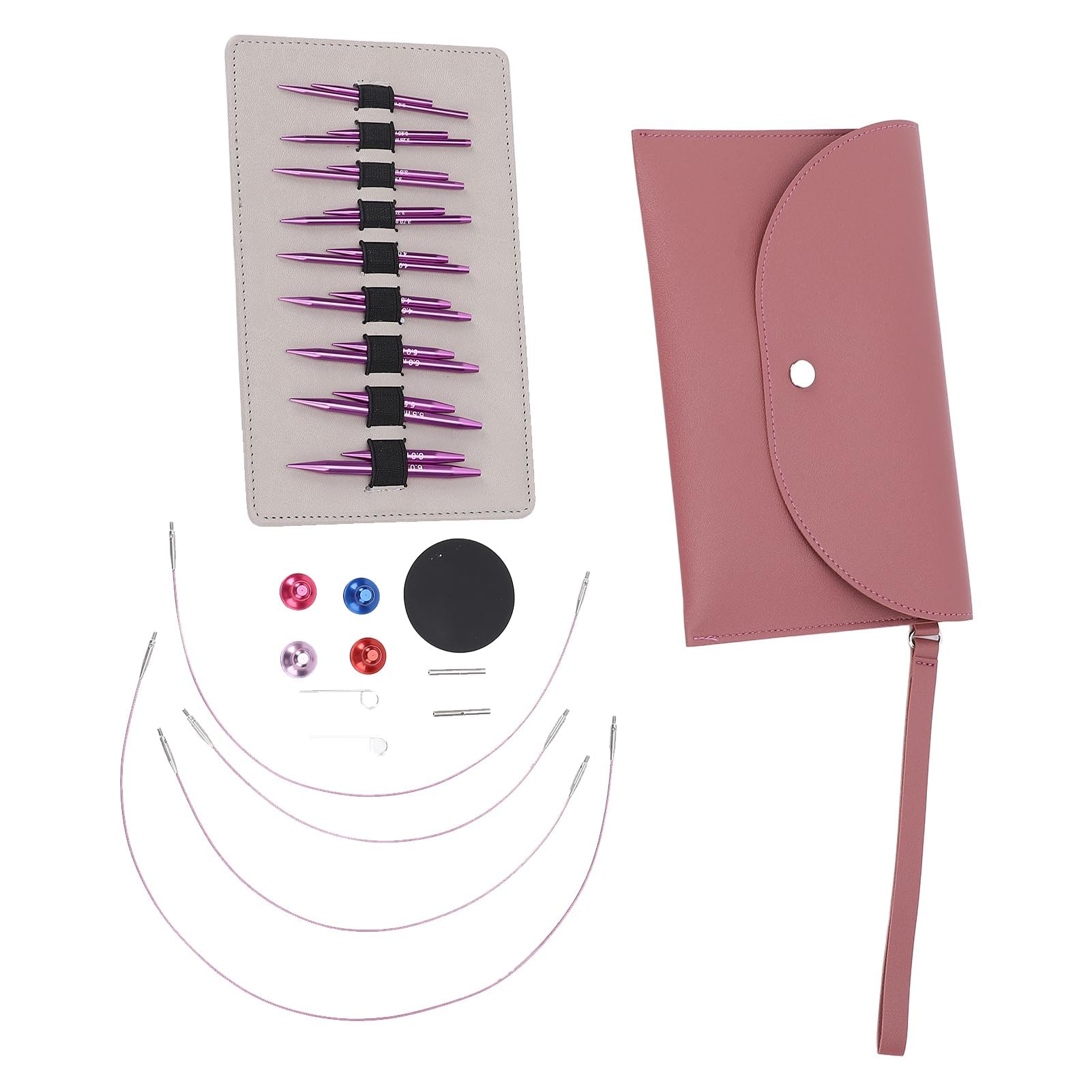 Set di Aghi Circolari Intercambiabili per Maglieria, Manici Ergonomici in Alluminio