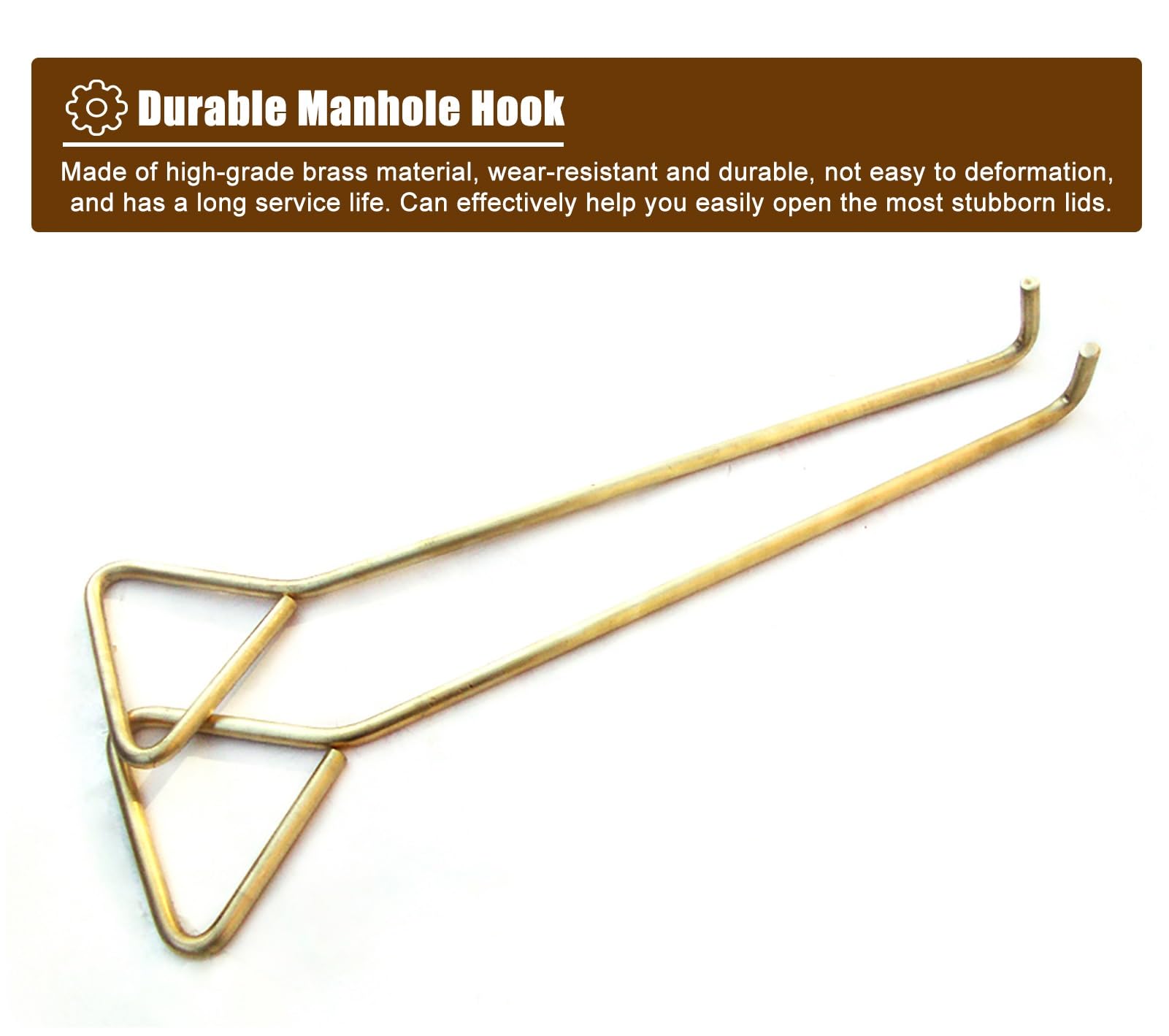 Kanaldeckelheber Messing-Schachtdeckelhaken 3/8" Ø, Hochleistungshandlochhaken-Abflussdeckel-Hebeschlüssel, Explosionsgeschützte Haken für Industrie / Militär / Zuhause ( Color : Brass , Size : 80 cm