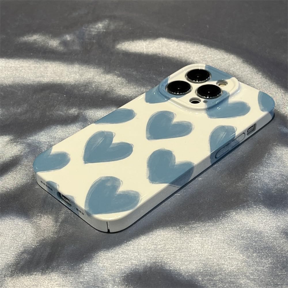 Coque rigide iPhone 14 Pro Max Coeur Bleu avec dos dur anti-choc