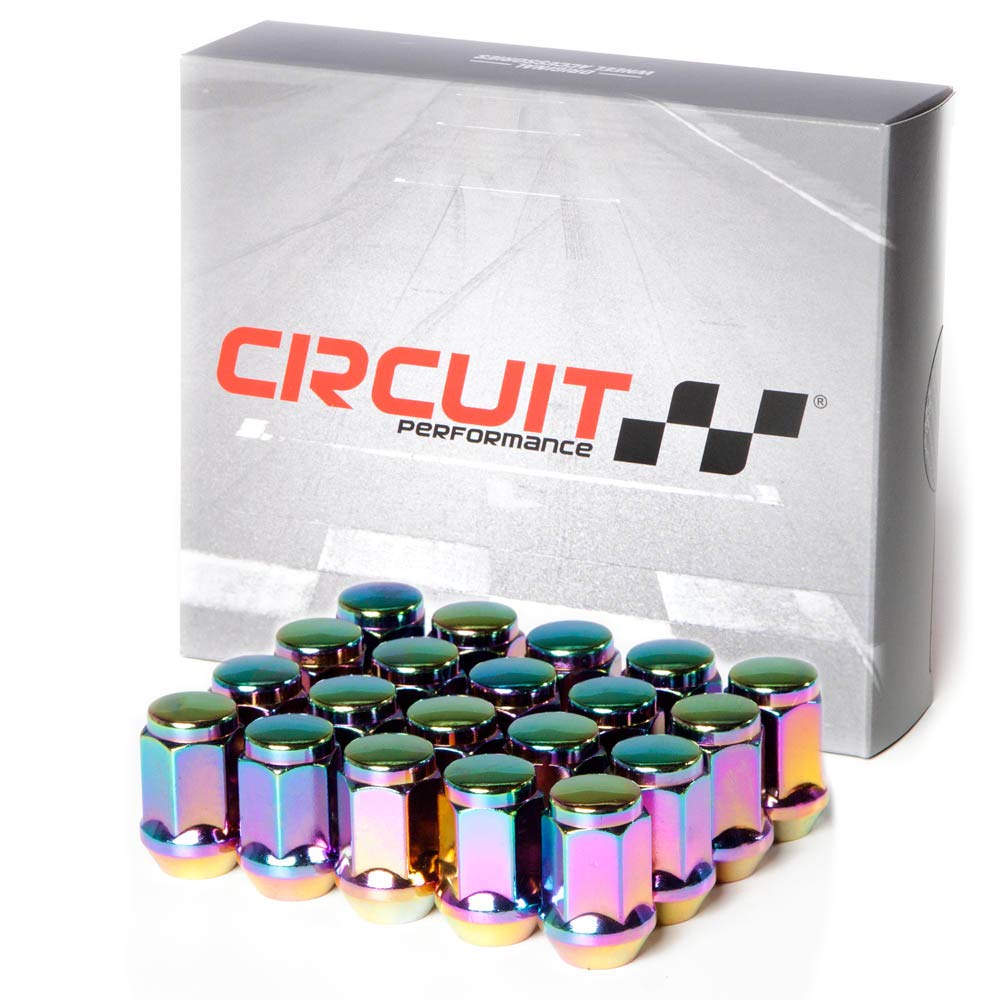Circuit Performance 12x1.25 Neo-Chrome Closed End Bulge Acorn Lug Nuts Cone Seat Forged Steel (20 Pieces)