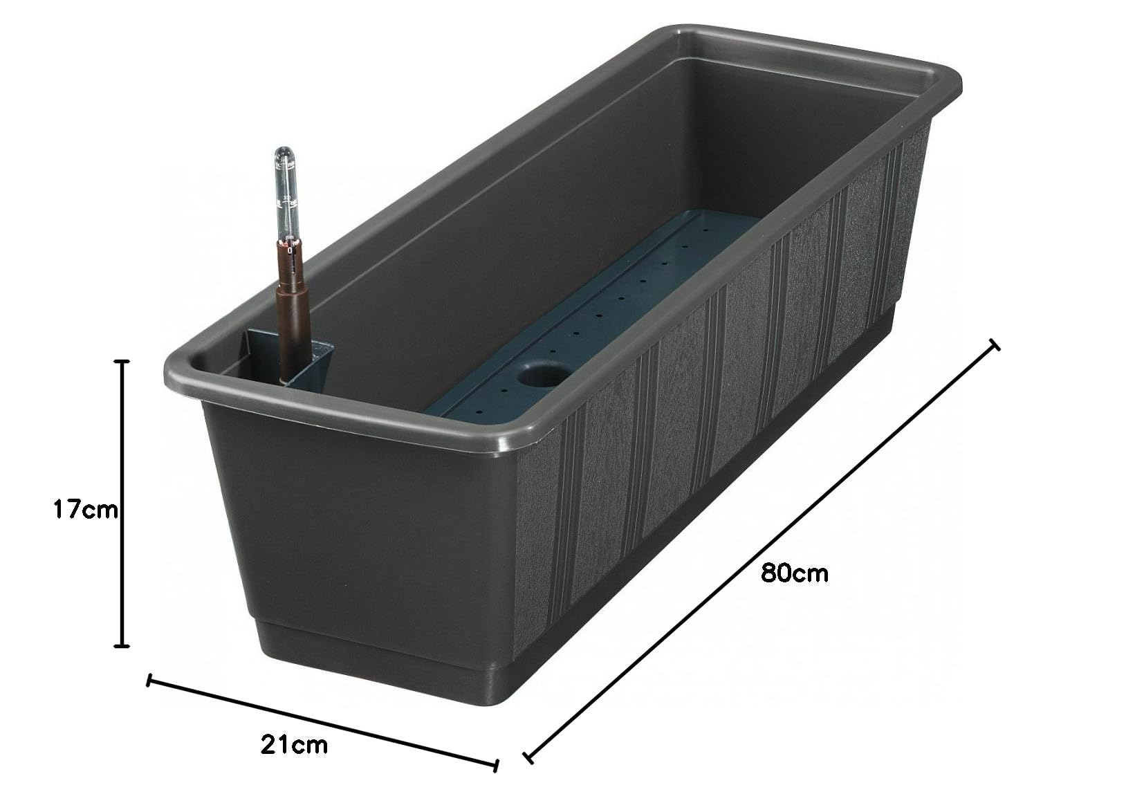 Geli 837 080 38 - Riego Cuadro de Aqua 80 cm, Color Antracita con indicador del Nivel de Agua