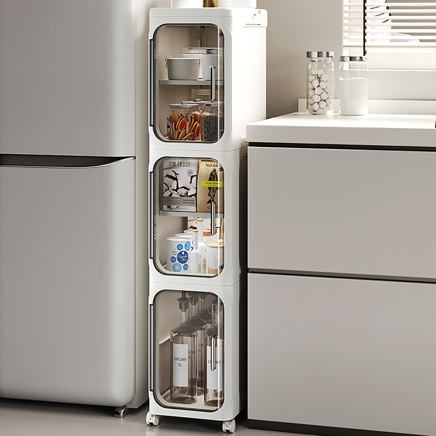 Amazon｜Lasola 隙間収納 すきまストッカー キッチン収納 折り畳み3段