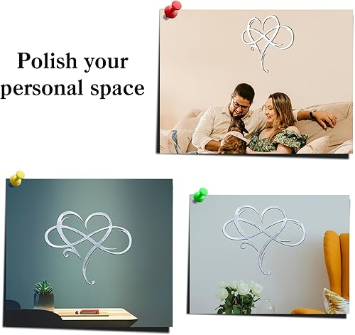 Miniatura 2 de MayLove-US Decoración de pared de metal con corazón infinito, decoración única de pared de corazón infinito, placa de amor, arte geométrico de