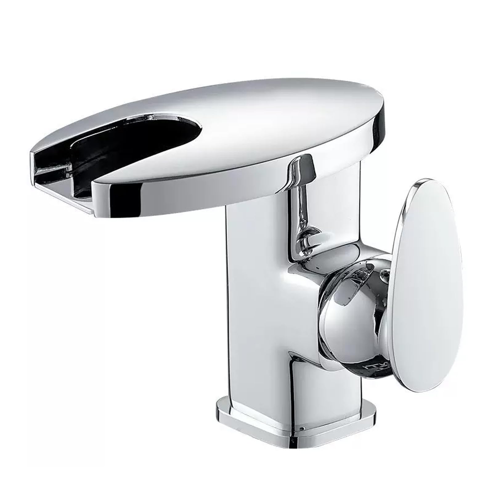 JRUIA Waterfall Kitchen Faucet, Brass Bathroom Sink Faucet, Hot Cold Water Available, LED Lights with Three Color Changes
