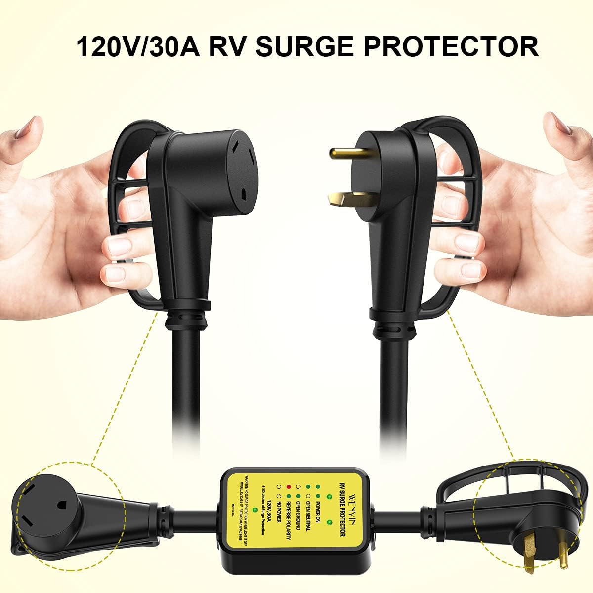 WENYIN rv Surge Protector 30 amp, rv Circuit Analyzer with LED Indicator Light，Surge Protection(4100 Joules), Designed with Easy to Use Handles : Automotive
