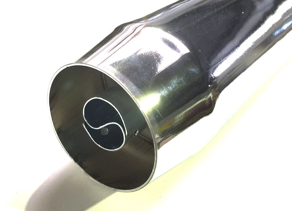 Sportauspuff Tuning Auspuff Chrom passend für Puch Maxi, Zündapp KS 50, Mofa, Moped, Mokick – Leistungssteigerung, 70mm x 28mm, 690mm Länge