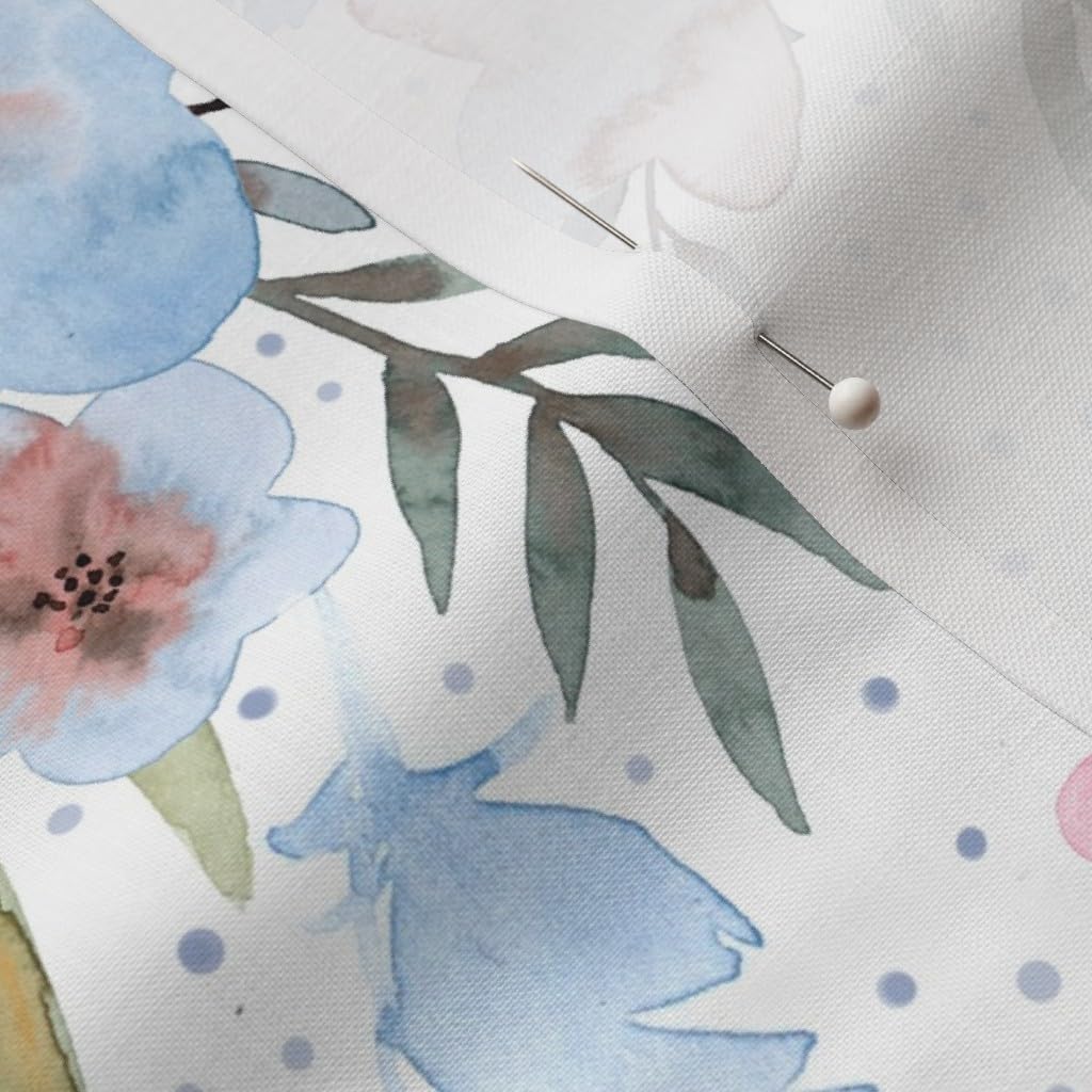 Spoonflower Fabric - Pastel Woodland Watercolor Bunny Rabbit Easter Robins Egg Whimsical Printed on Petal Signature Cotton Fabric by The Yard - Sewing Quilting Apparel Crafts Decor