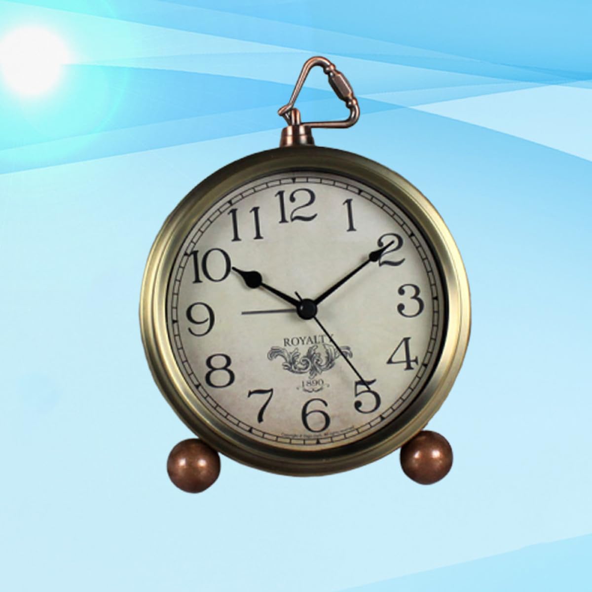 TOYANDONA Vintage Geräuschloser Tischwecker Wecker im Amerikanischen Stil aus Metall und Glas Batterie Stilvolle Retro Uhr für Büro und Zuhause