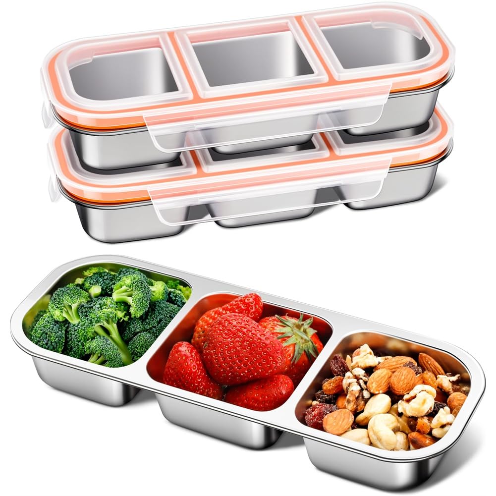 Boîtes à collation en acier inoxydable compartimentées repas école et garderie