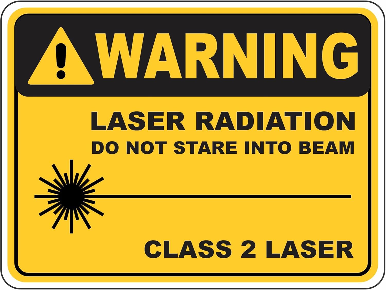 Class 2 Laser Radiation Warning Sign, Industrial Commercial Beam Safety Prohibition Metal Sign 12x8 Inch