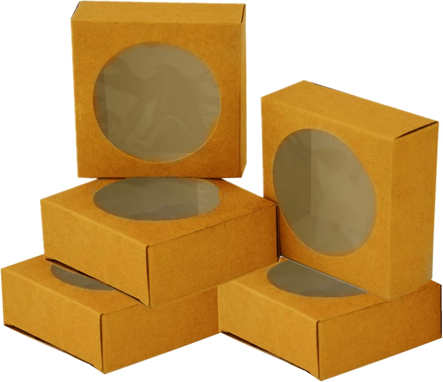 36 Pack Brown Kraft Paper Gift Box, 3x3x1.2" Small Wrapping Boxes with