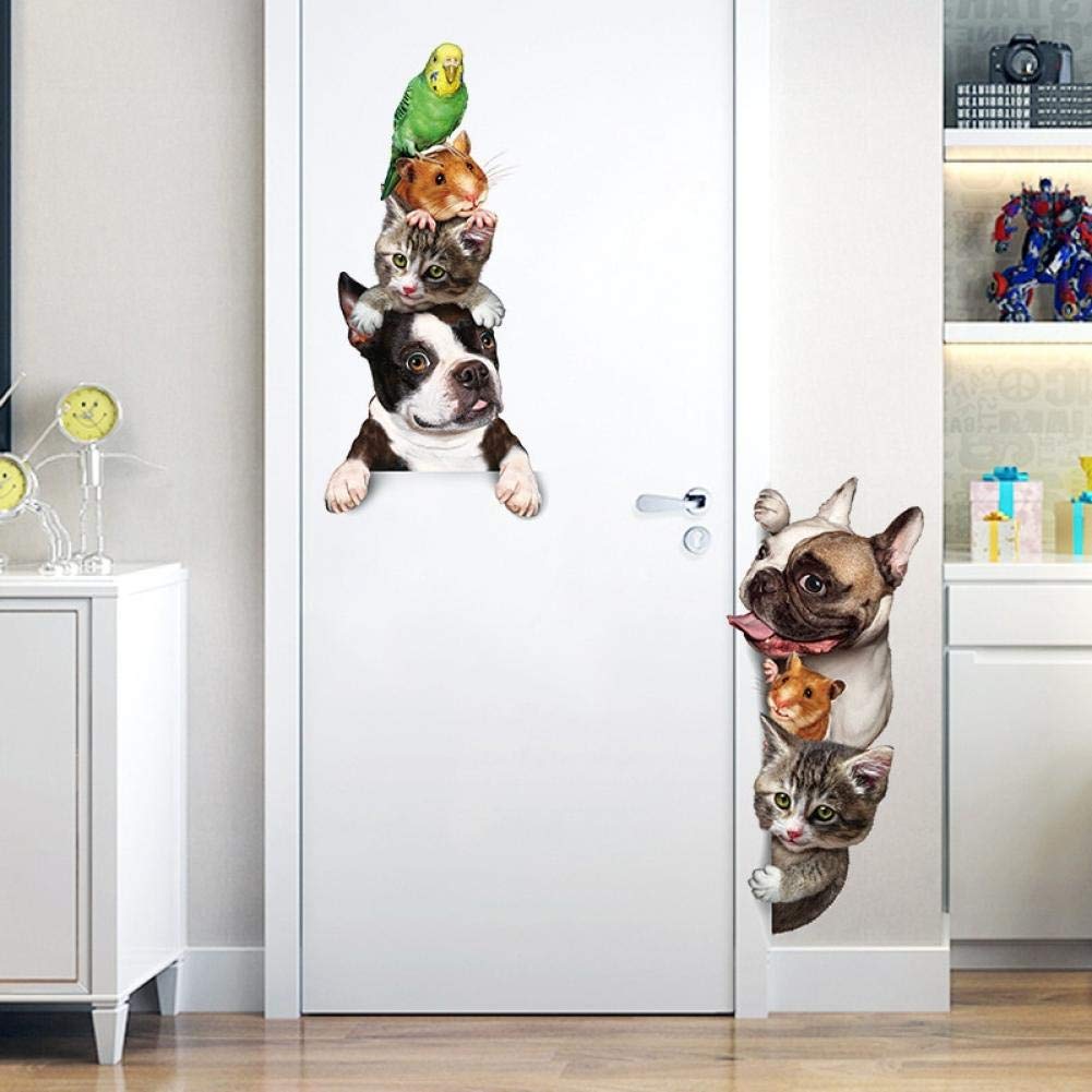 Animales de Dibujos Animados 3D Etiqueta de la Pared de ratón Gatos Perros Aves Puerta Divertidas Pegatinas Decoración de Habitaciones de los niños Decoración Vinilo Fondos