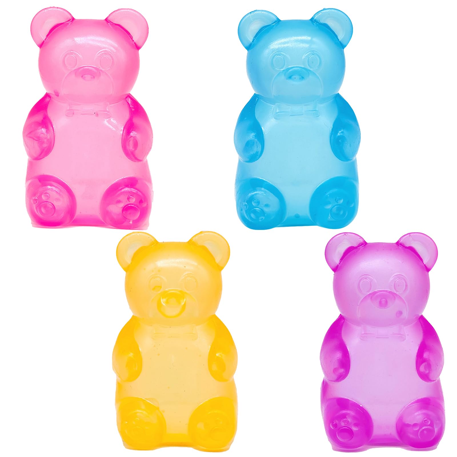 Bear Squishy Stress Ball, Malt Sugar Textured Bear Squeeze Toy Squishy Fidget Toys for Anxiety Relief for Students and Adults Creative Party Filler Gift (4PCS)