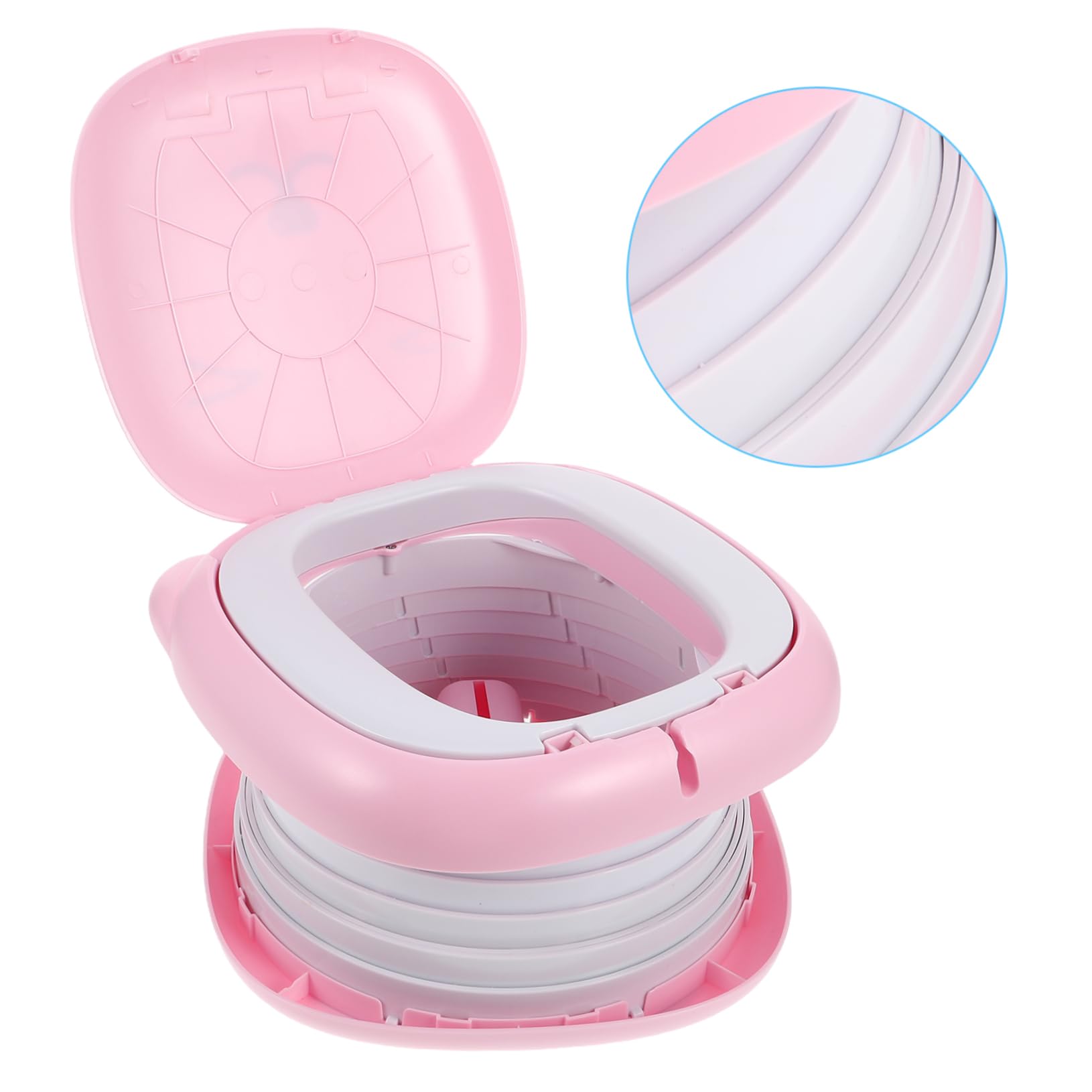 Reise Toilette für Kleinkinder Faltbare und Tragbare Töpfchen für Jungen und Mädchen für Camping und Ausflüge Auslaufsicheres Design Rosa