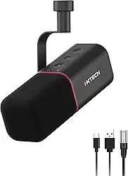 IXTECH Microfone cardioide dinâmico com capa de microfone, microfone XLR USB vocal para podcast, streaming, gravação, jogos e locução (preto)