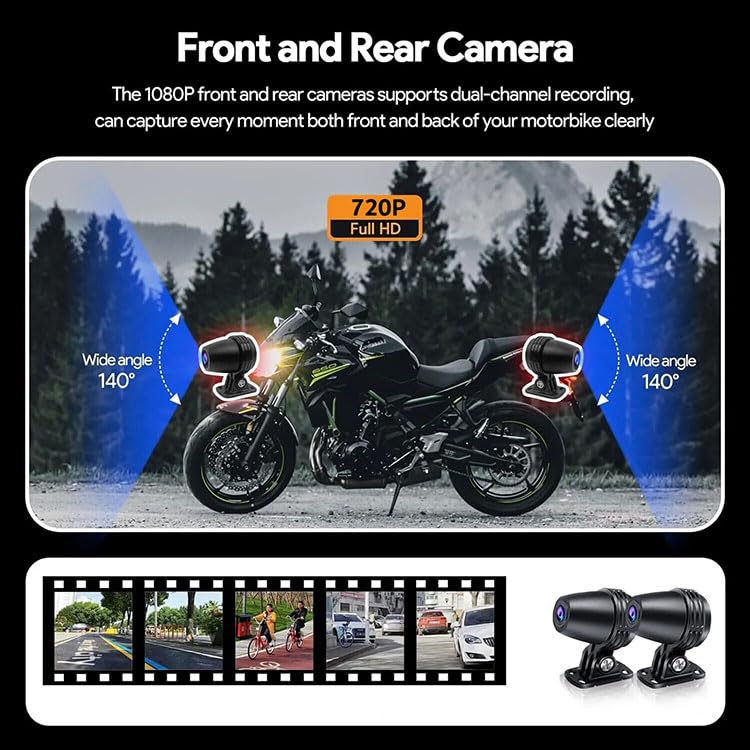 5inch Pantalla táctil portátil GPS CarPlay Android Auto portátil Motocicleta Dash CAM Motocicleta inalámbrica Apple CarPlay Motocicleta DVR GPS IPX7 Impermeable Doble Bluetooth
