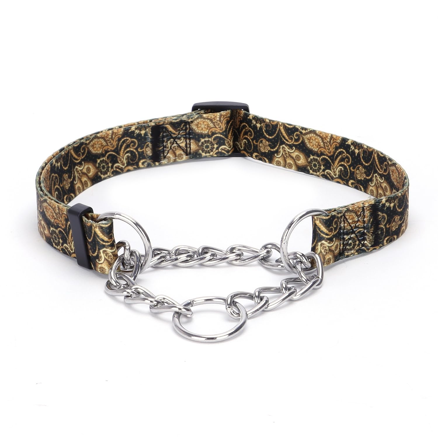 haoyueer Martingale Dog Collar - Stainless Steel Chain, No Pull Training Collar with Flower Design for Large Medium Small Dogs (Gold, M) โ image 1