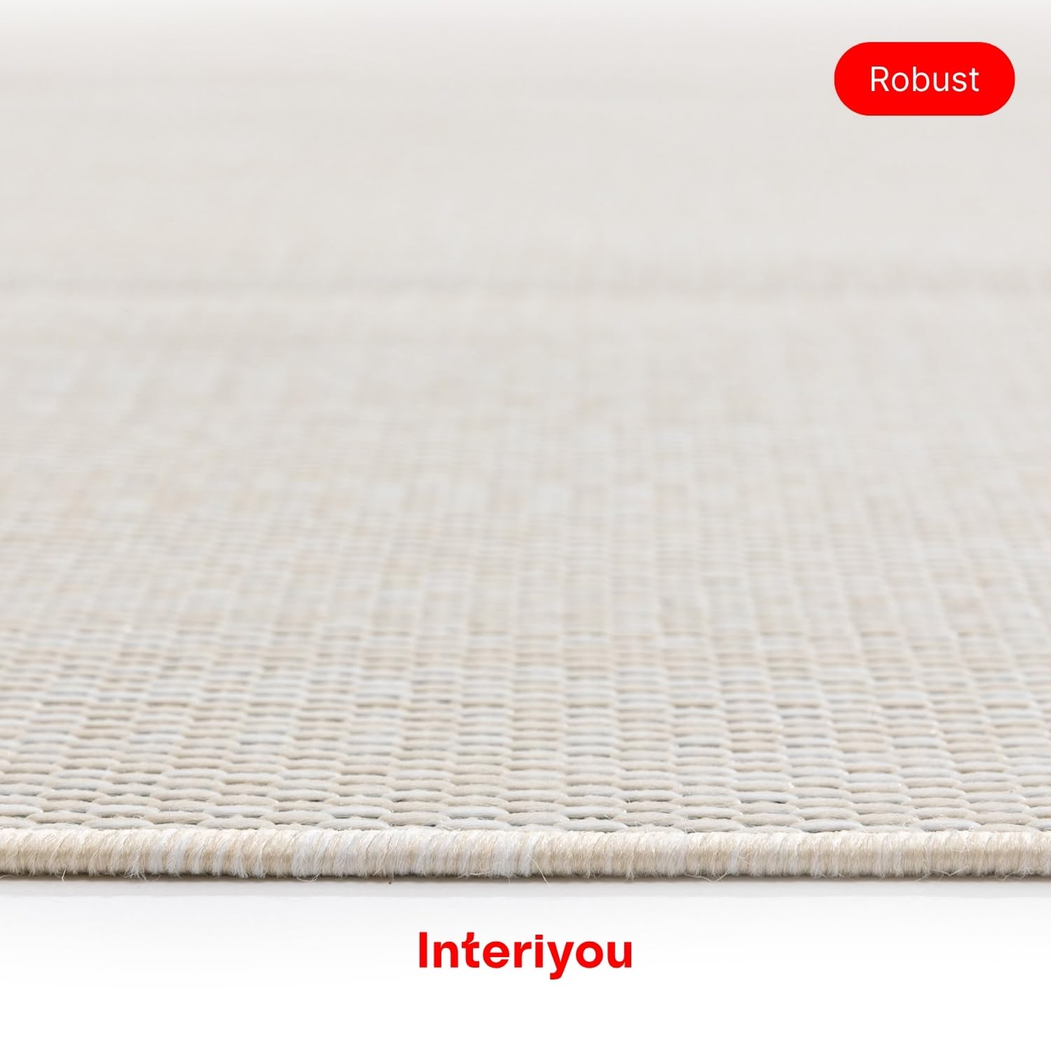 Interiyou Outdoor Teppich Wetterfest Lome - 120x170 cm Weiß - Wasserfest für Balkon, Terrasse, Garten - Outdoorteppich passend auch für Wohnzimmer, Schlafzimmer und Küche - Aussenteppich