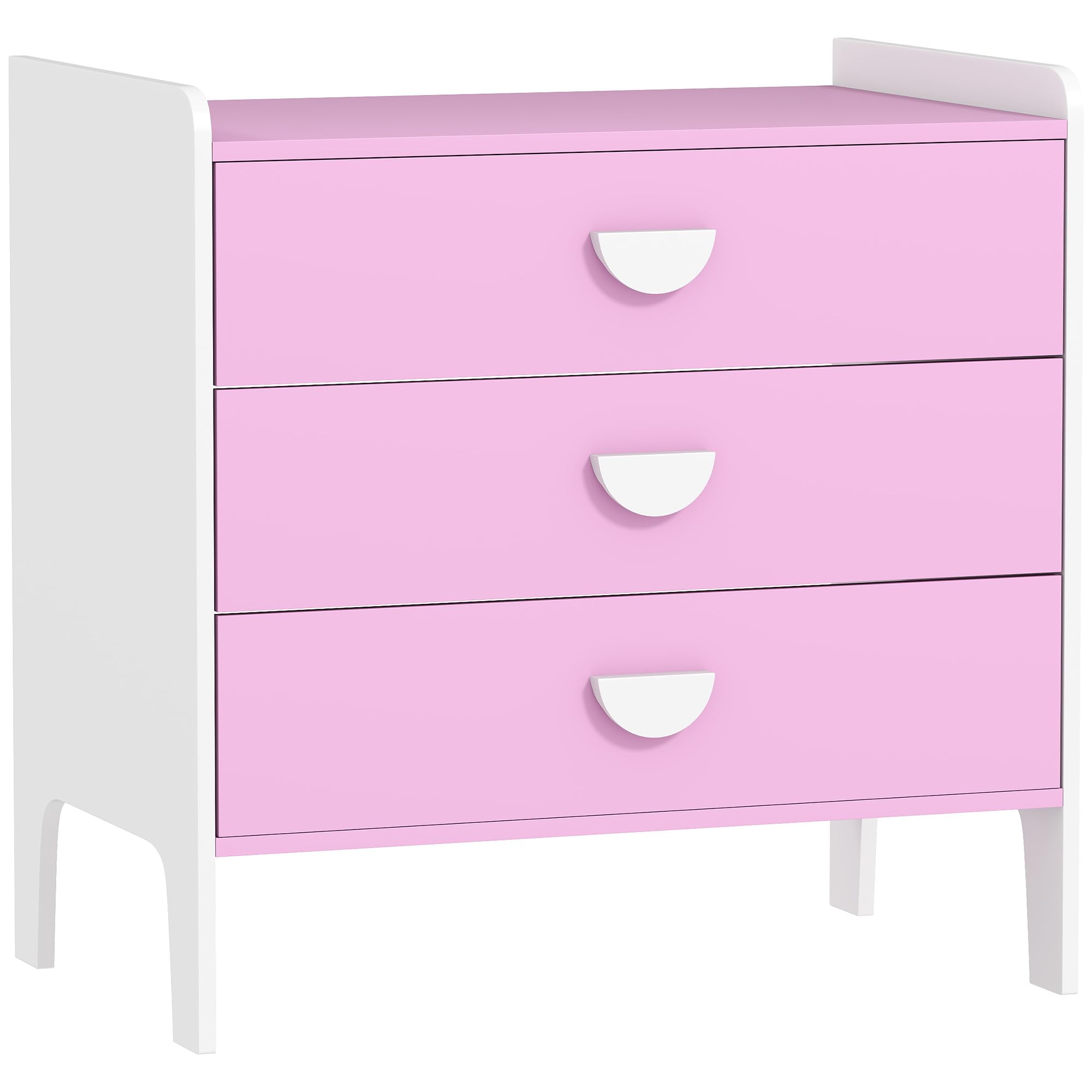 AIYAPLAY Kinderkommode, Aufbewahrungskommode mit 3 Schubladen, Aufbewahrungsmöbel Kinderzimmer, Kinderkrippe, Spielzimmer, 60 x 40 x 60 cm, rosa