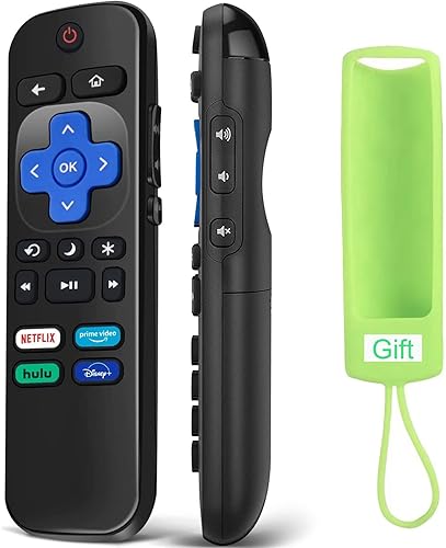 Repuesto para control remoto Roku TV con funda de silicona, control remoto compatible con TCL/Hisense/Onn/Westinghouse/Insignia/Sharp Roku TV con 4