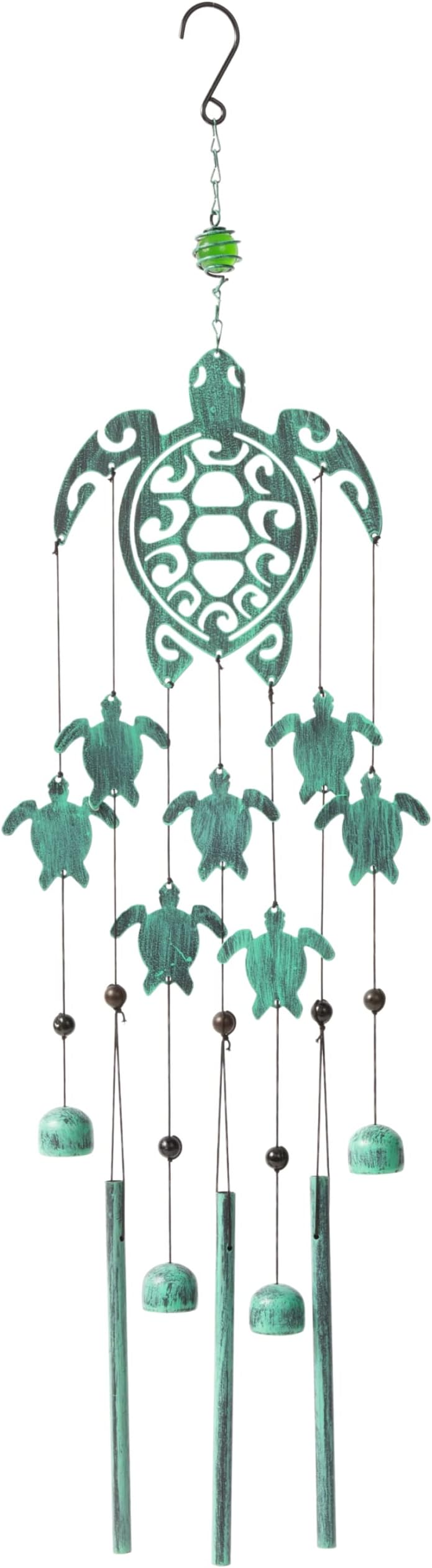 VP Home 31" H Rustic Sea Green Tribal Turtles Wind Chimes for Outside Unique Sea Turtle Windchimes for Outdoor Decoration and Garden Decoration, Gift for Women, Mom, Grandma, Unisex