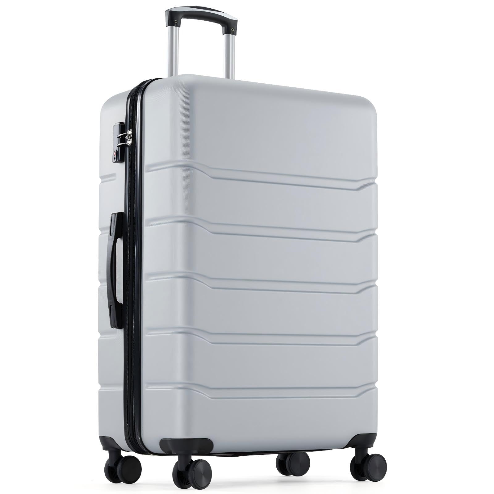 OLIXIS 28 Inch Luggage, Hardside Checked Suitcase with Spinner Wheels, Lightweight ABS Hard Shell Travel Luggage, TSA Approved Lock, Expandable Large Suitcase for Business &amp; Travel–Light Grey