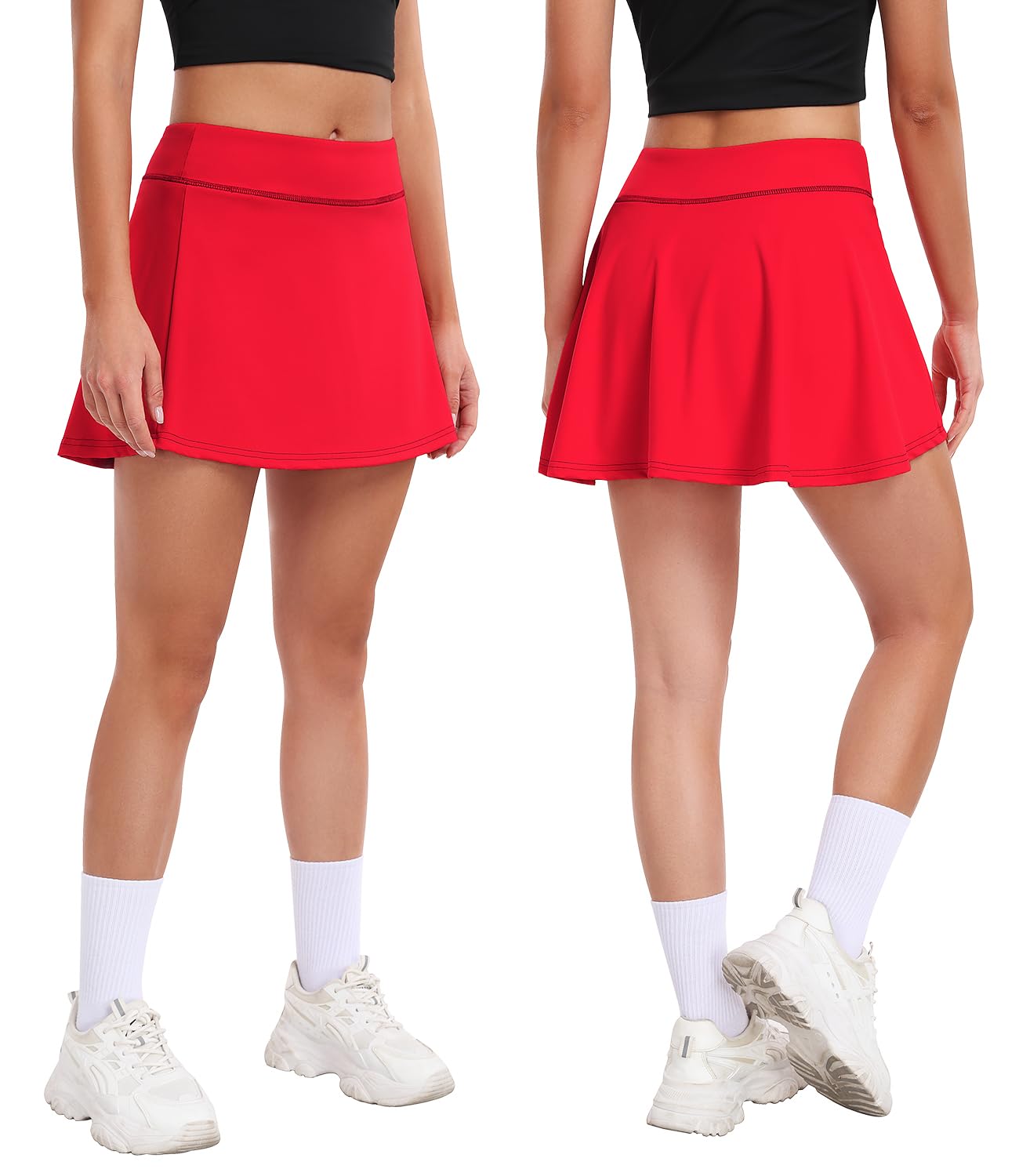 Ullnoy Lot de 2 jupes de tennis pour femme avec poches courtes, taille haute, jupes de sport plissées pour entraînement et course à pied