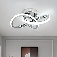 CANEOE Modern Curved Acrylic LED Ceiling Light, Cool White 6000K Flush Mount for Hallway Bedroom Kitchen Bathroom - 22W Energy Saving