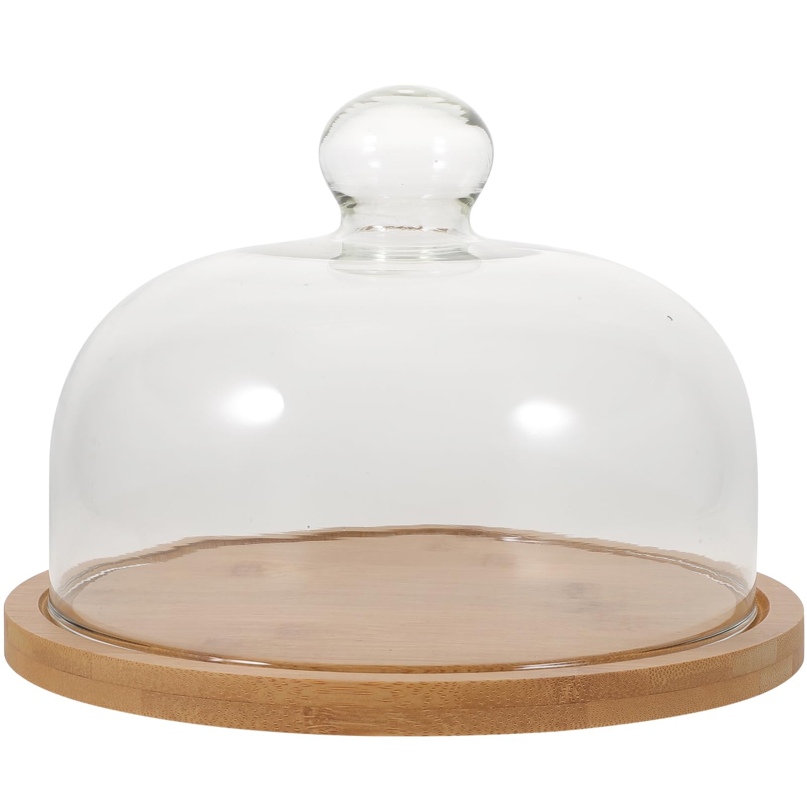 FELTECHELECTR Dome Food Cover Small Cake Dome Baker Dome Cake Cover Glass Cover Wood Plate Food Server Plastic Cake Stand Kitchen Gadget