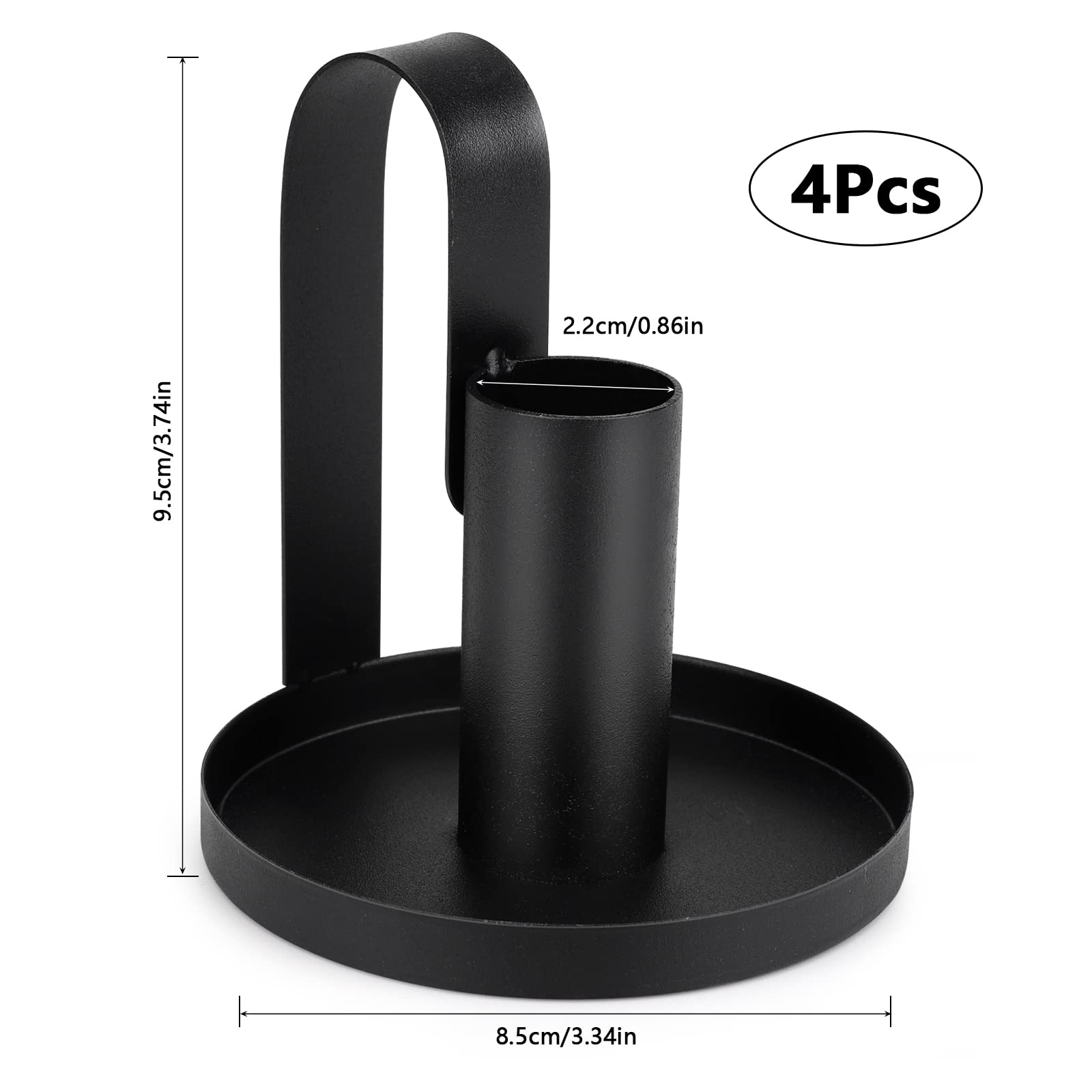 Portacandele Metallico 9 Pezzi Nero - Candelabri Moderni Per Candele Coniche - Foto 8