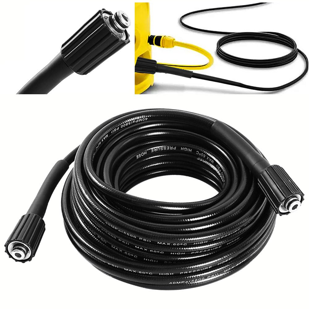 5800PSI High-Pressure Kink Resistant Washer Hose - 75ft M22-14mm/15mm Fittings,Double Rod Thread, Lightweight Polythermal Plastic,Up to 140? -Not Garden Hoses