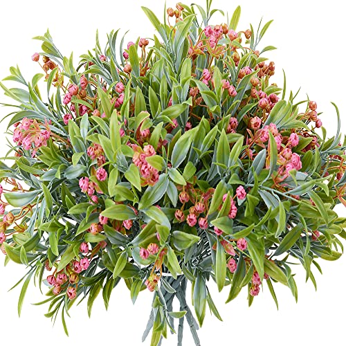 Handic 8Pcs Artificial Flowers For Outdoor Plastic Flower Plants Fake Flowers Uv Resistant Faux Flowers (Red) #TOP5