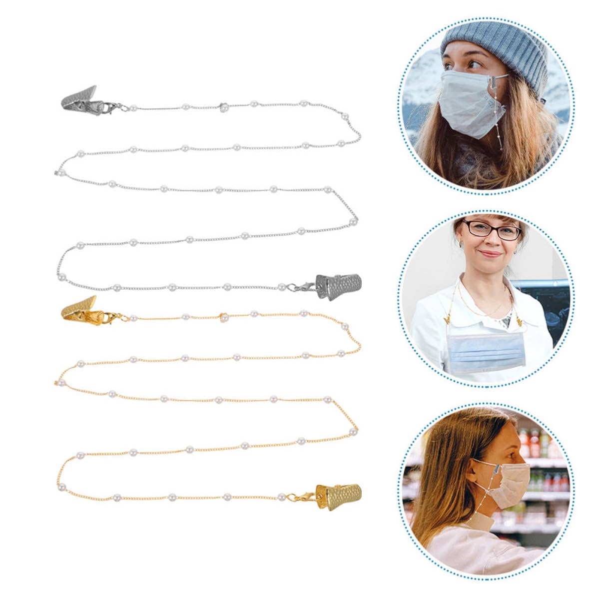 TOPBATHY 10 Stück Brillenkette mit Perlen aus Metall für Damen, Modisch