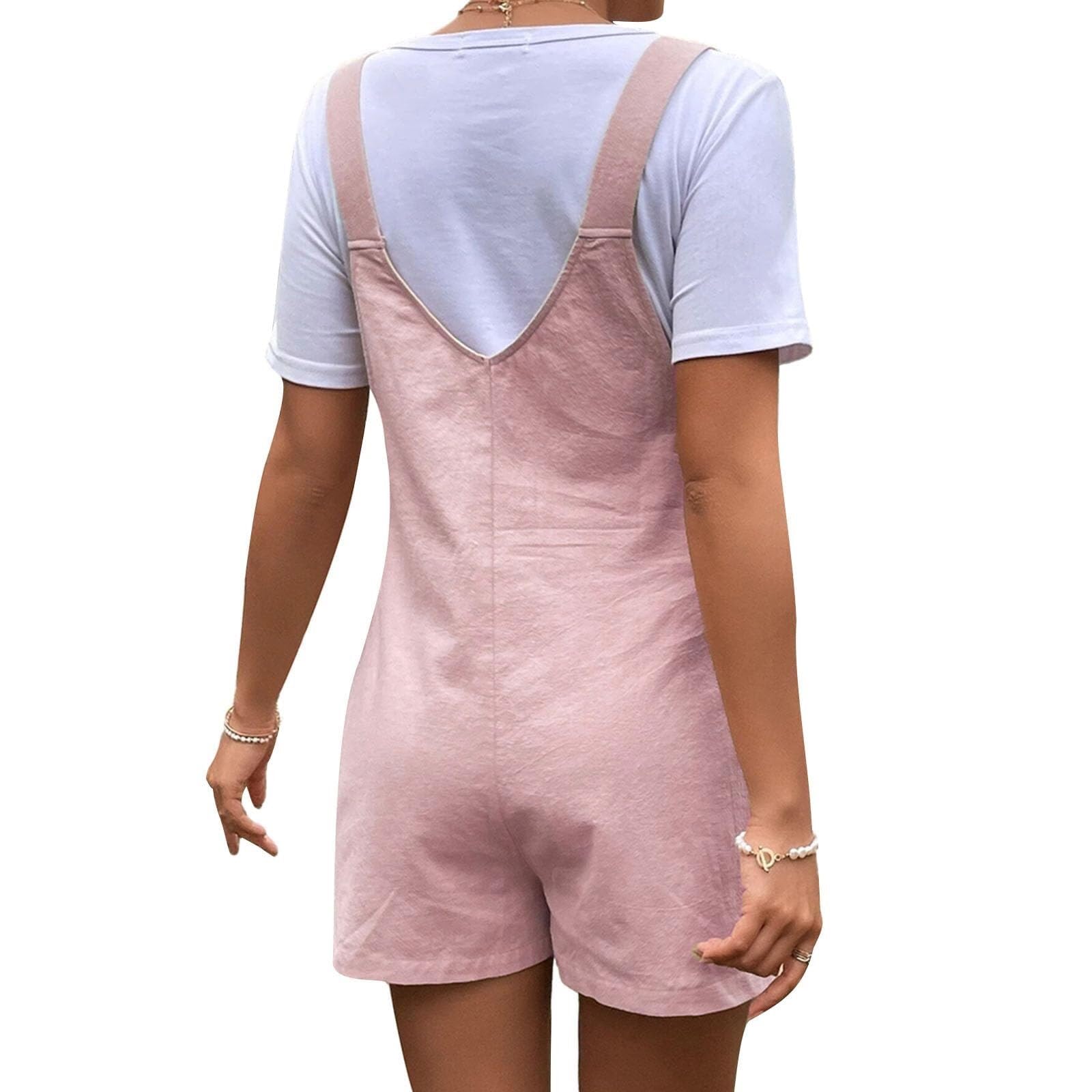 Salopette premaman con pantaloncini estivi in cotone estivo senza maniche, salopette con orlo strappato, spalline regolabili, tinta unita, pantaloncini larghi pagliaccetti (rosa A, XL)