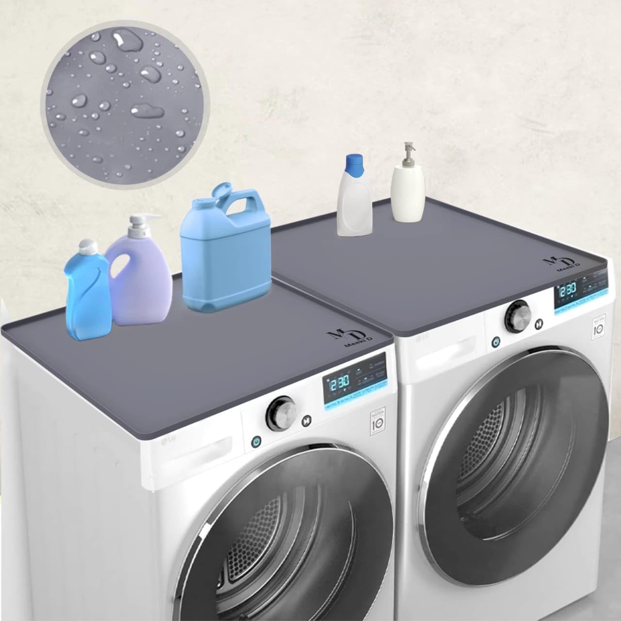 2 Pack Washer and Dryer Covers for the Top, 27"x27" Silicone Dryer Top Protector Mat, Waterproof, Scratch & Heat Resistant, Washable Countertop Cover for Laundry Room and Home Use