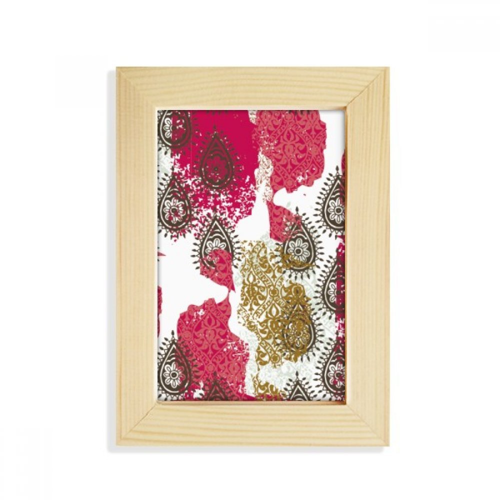 Pintura abstracta floral roja y amarilla en marco de madera para mesas de salón