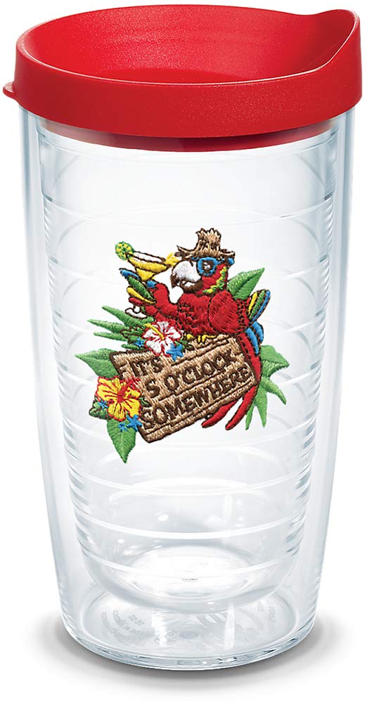Tervis Margaritaville - It's 5 O'Clock Somewhere - Red Parrot Made in USA Double Walled Insulated Tumbler Travel Cup Keeps Drinks Cold & Hot, 16oz,