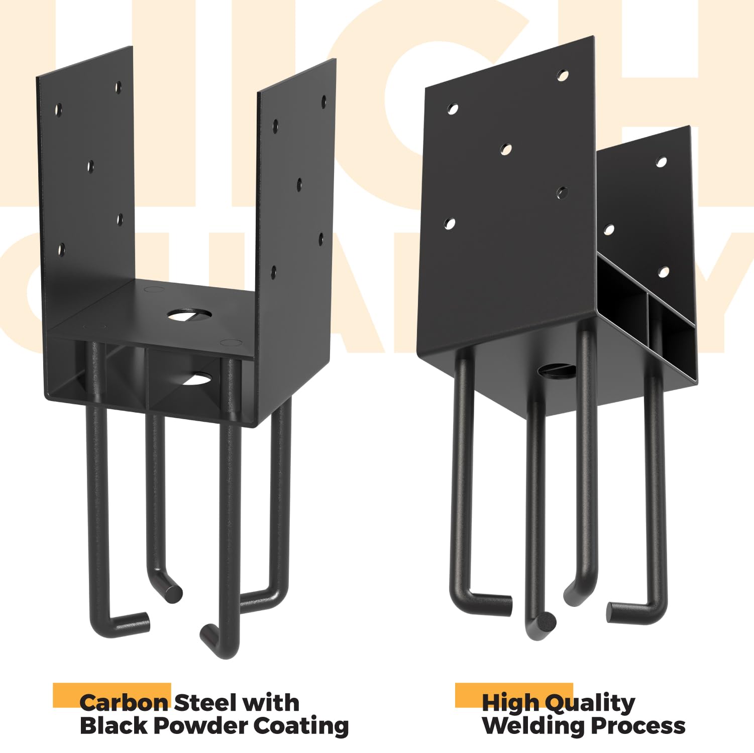Paquete de 6 anclajes de metal para postes de hormigón, 6 x 6 pulgadas (interno 5.5 x 5.5 pulgadas) con canal de flujo de aire, soportes de anclaje de poste para uso en cubierta de hormigón para valla