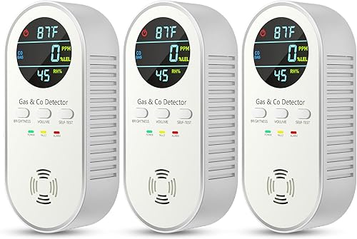 Miniatura 8 de Detector de fugas de gas natural y detectores de monóxido de carbono enchufable, detector de monóxido de carbono portátil 5 en 1 con ajuste de