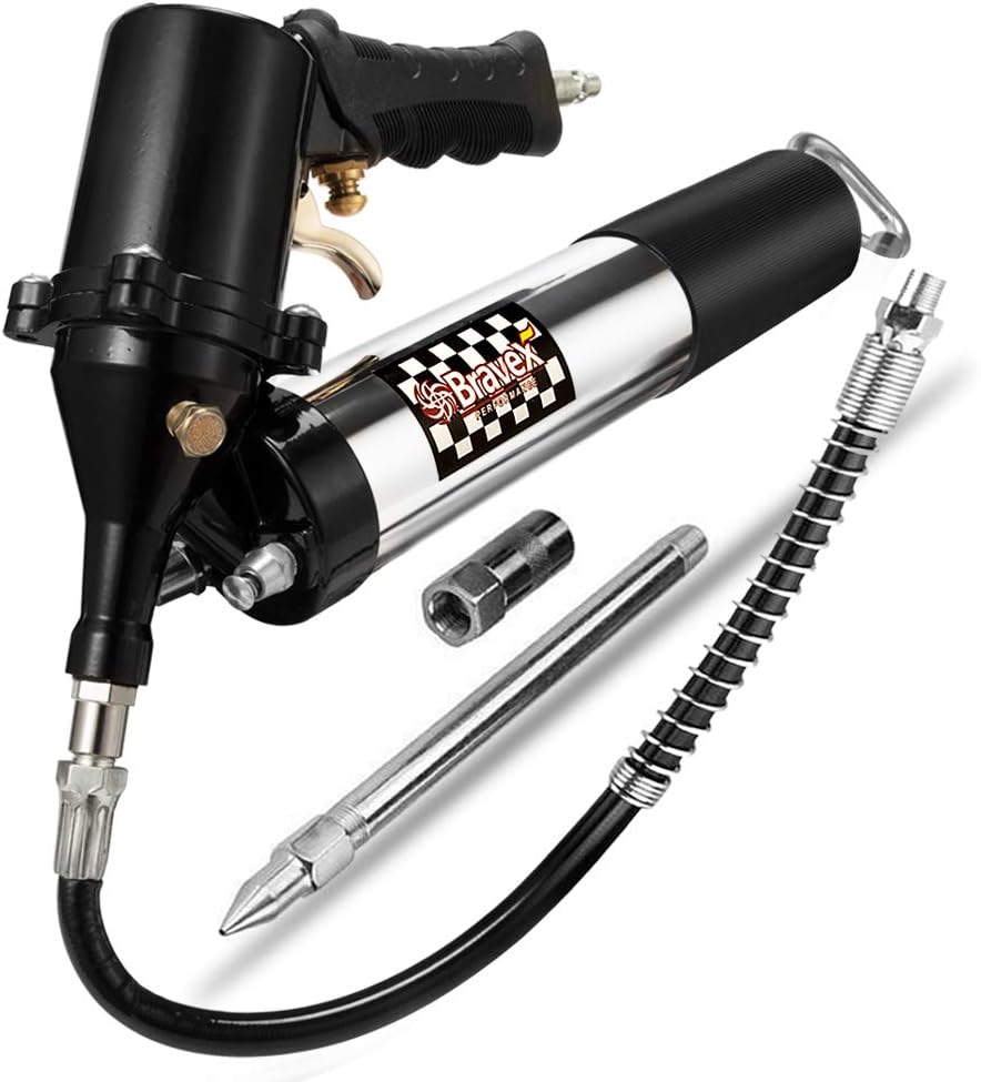 Bravex Air Operated Grease Gun 14oz Automatic Professional Continuous Cycle Pneumatic