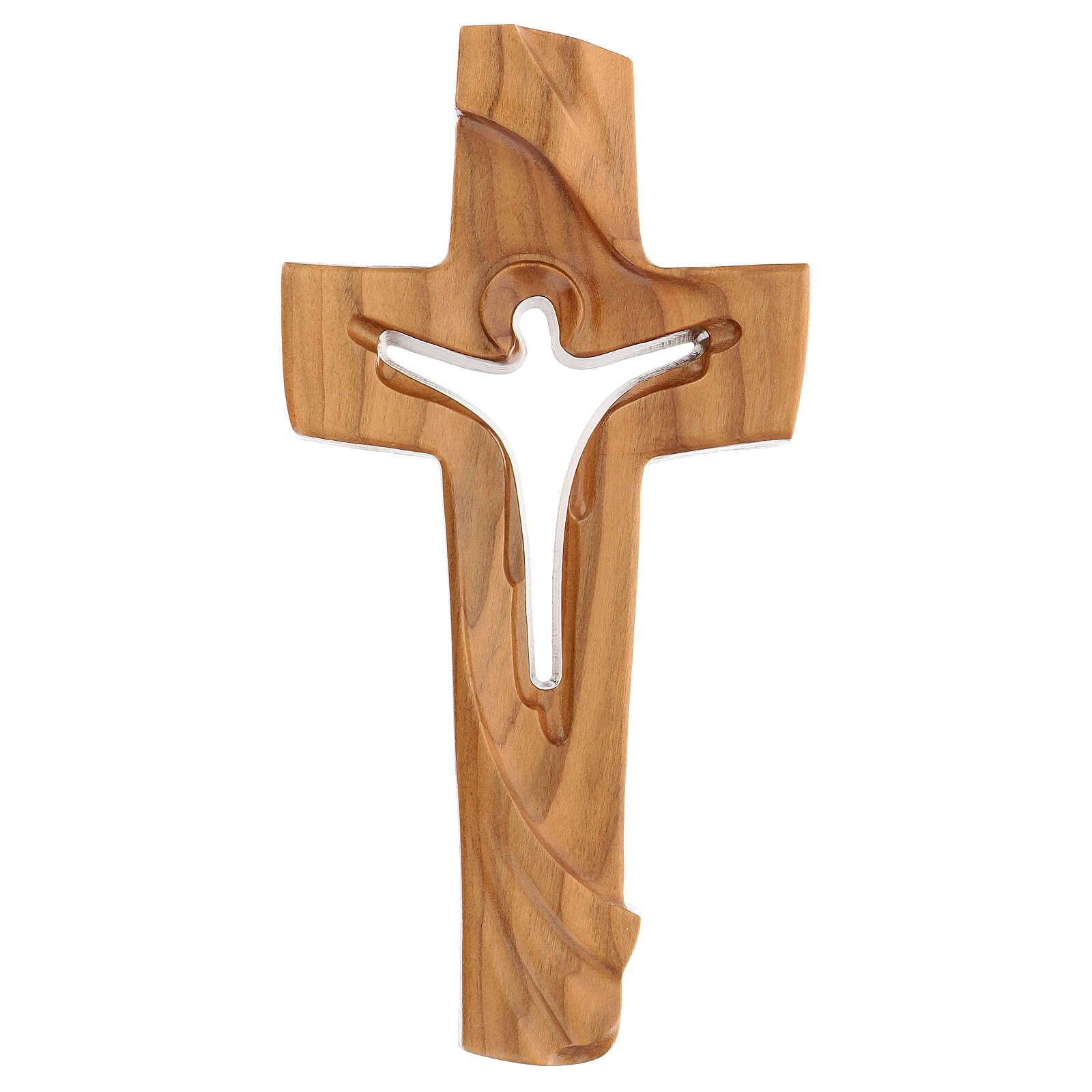 Holyart Crocifissi in legno: Croce della Pace Ambiente Design legno ciliegio Valgardena satinato, 16 cm (6.3 inc.)