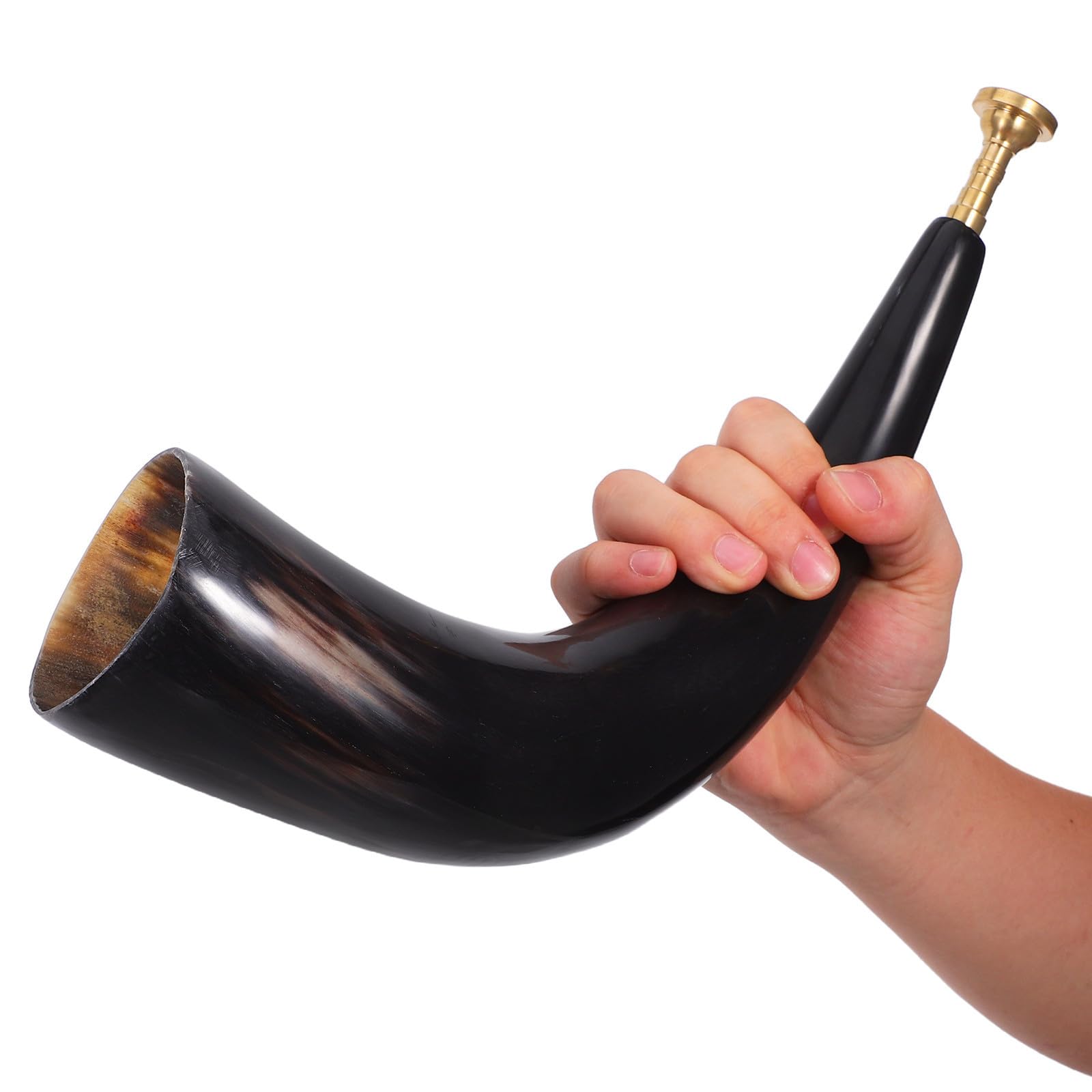 Sosoport Corno Vichingo in Corno di Bue Naturale Nero, Strumento per Celebrazioni Western e Cosplay da Pirata con Suono Forte