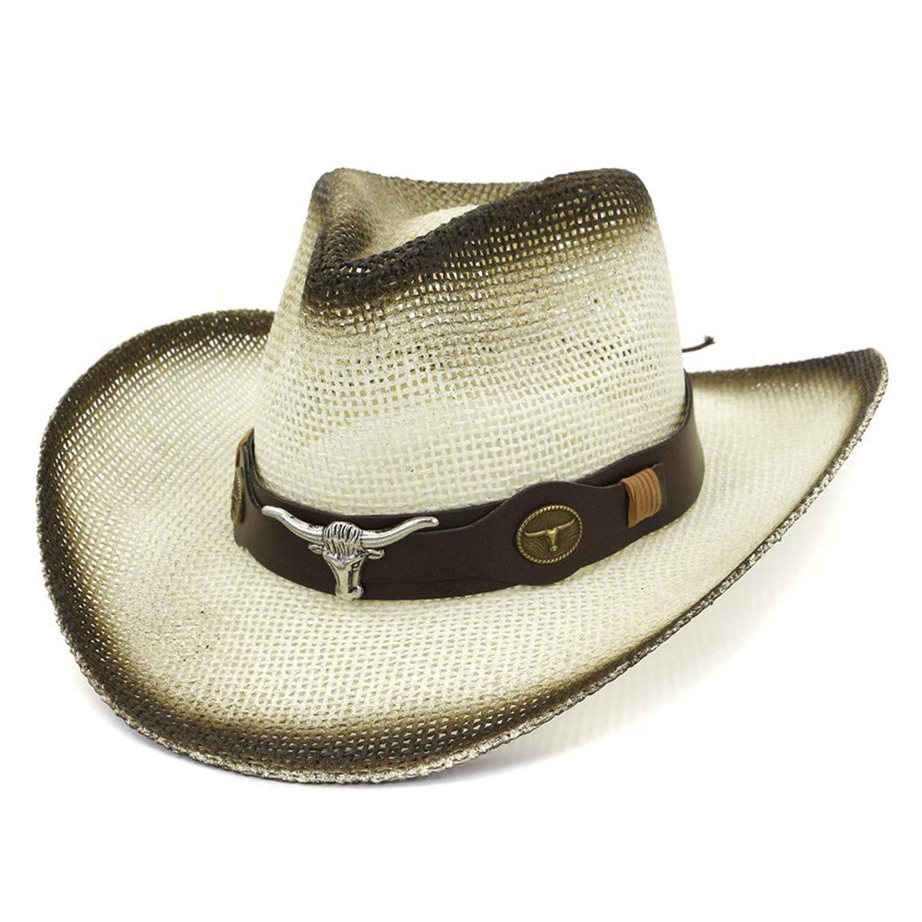 Sombrero de vaquero Panamá Original Verano Western Cowboy Sombrero de paja Sombrero de Paja Occidental Sombrero de Cowboy Sombrero de Paja Occidental Sombrero de Vaquero Occidental Hombres Mujeres