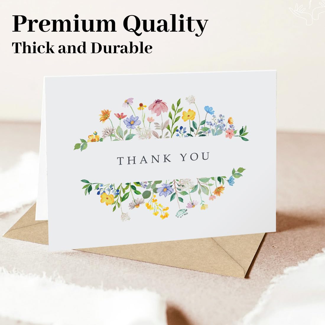 Paquete De 100 Tarjetas Agradecimiento Florales Con Sobres, Notas Flores Silvestres En Acuarela Sobres Papel Kraft Para Cumpleaños, Boda, Shower, Despedida, Baby