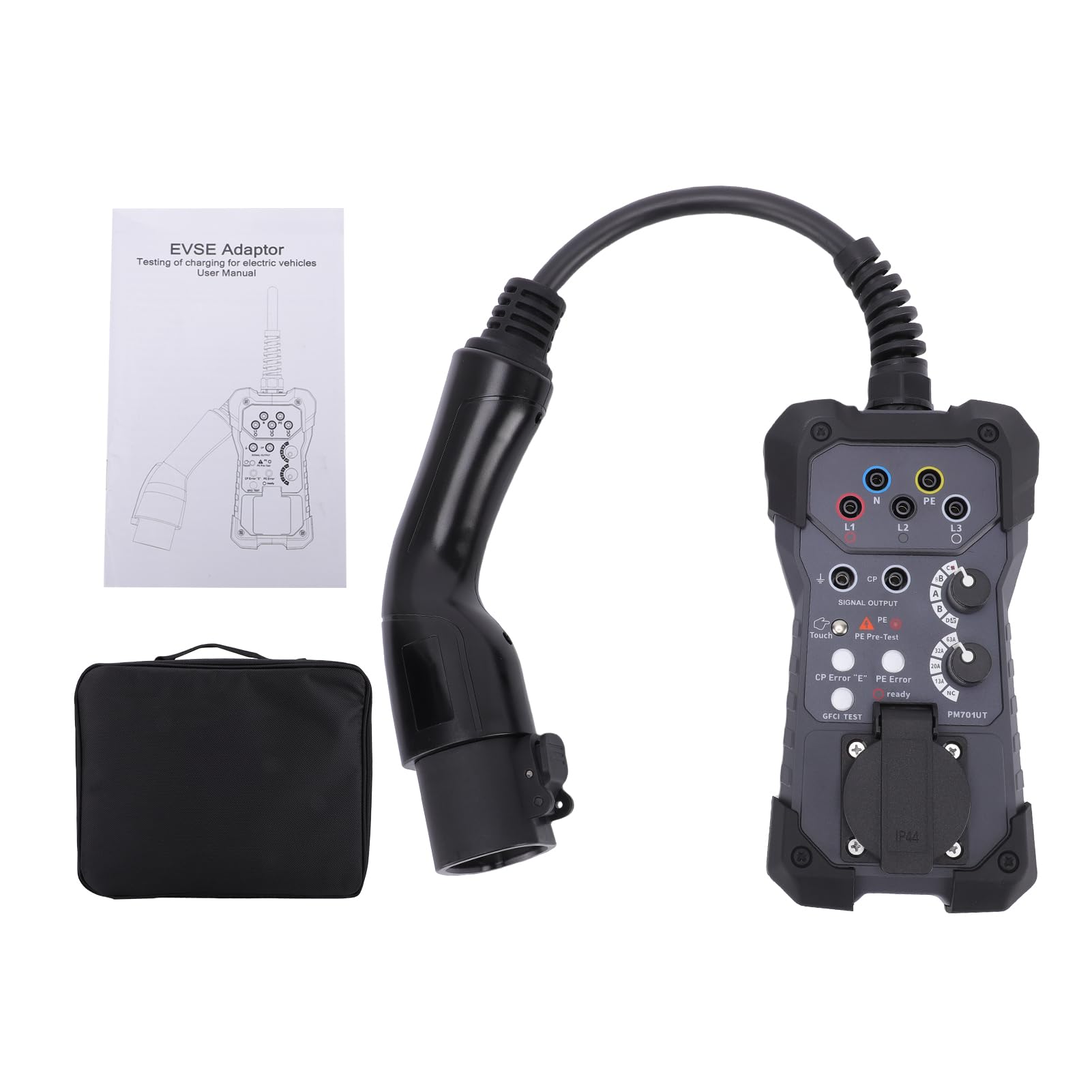 KUIDAMOS Tester EVSE Tester Napięcia Adaptera do Testowania Stacji ładowania Pojazdów Elektrycznych Wskaźnik LED Stacji Dokującej ładowarki Samochodu Elektrycznego Narzędzie Diagnostyczne Adapter