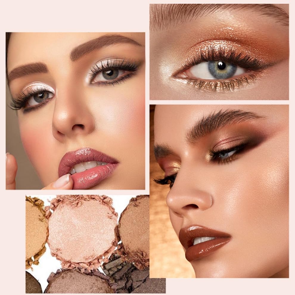 Smoky Nude Eyeshadow Palette,16 Neutral Shades Naked Eye Shadow Makeup Pallet,Multipurpose with Highly Pigmented Glitters,Waterproof Warm Neutrals,Brown& gold Makeup Set - Image 3