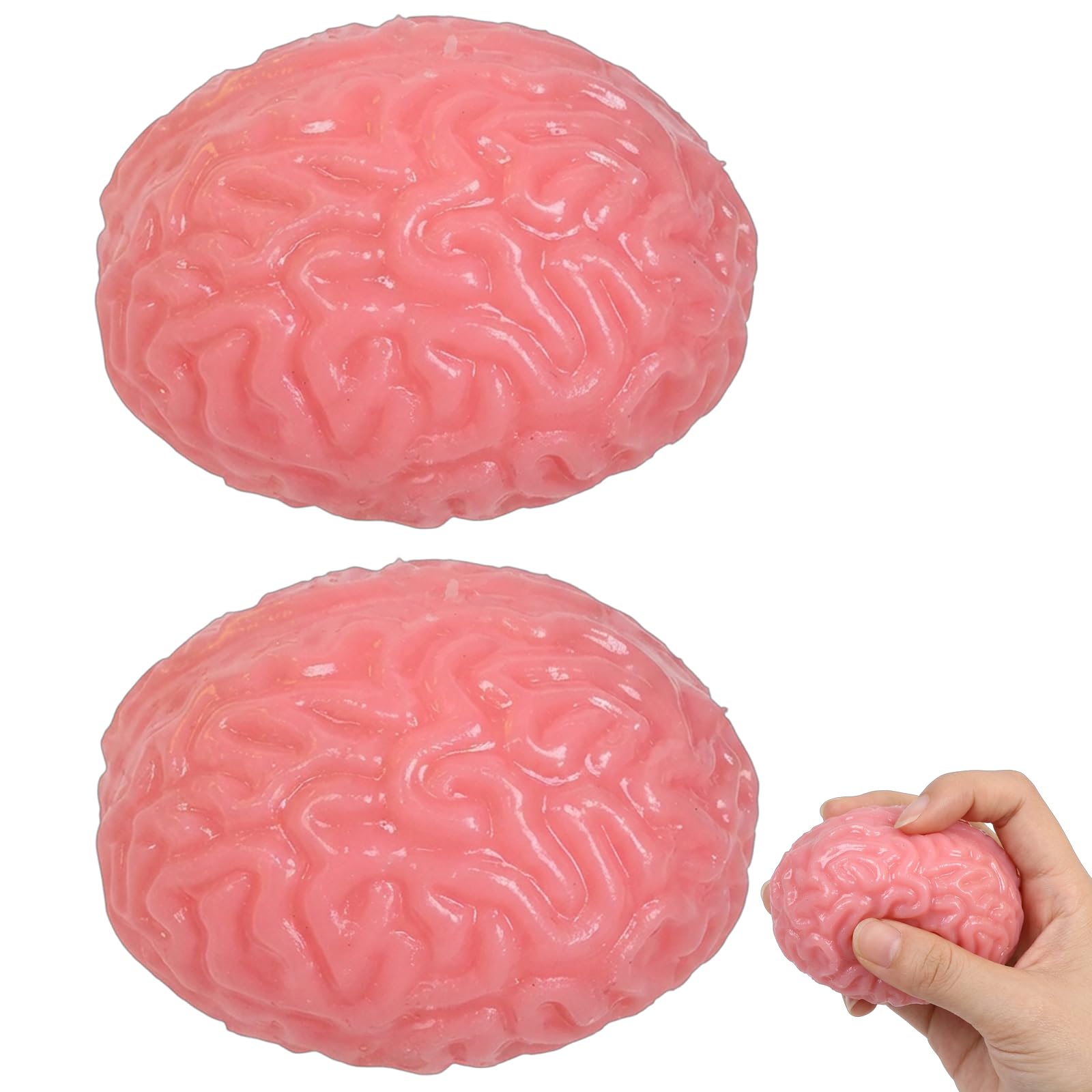 2 PCS Brain Squishy, Squishy Brain, Stress Relief for Relax and Office Workers, Halloween Party Props, Prank Tools, 6.5 cm Squishy Brain