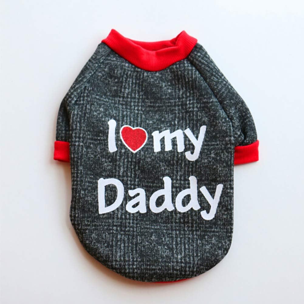 Alivier Dog Clothes Pet Autumn Winter Warm Lining Fleece Cute Sweet I Love My Mommy Daddy Design Outfit